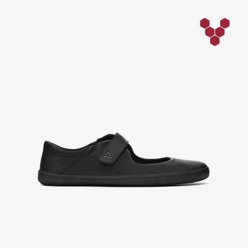 Vivobarefoot Wyn Svart Mary Jane Barn [0-NVGY]